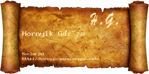 Hornyik Géza névjegykártya